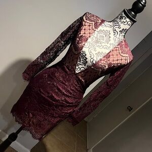 Charlotte Russe Burgundy Lace Mini Dress